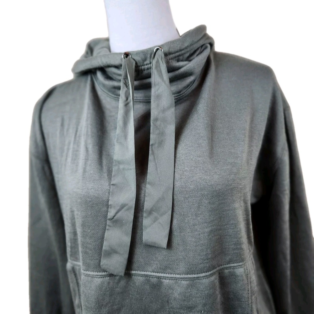 Philosophy Womens Small Cropped Hoodie Top Green Cozy Pullover Sweatshirt NWT